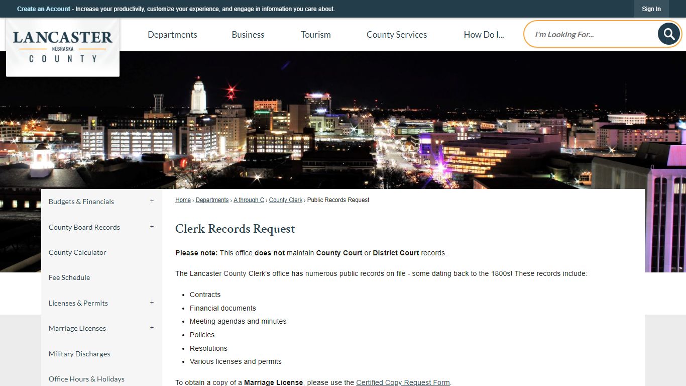 Clerk Records Request | Lancaster County, NE